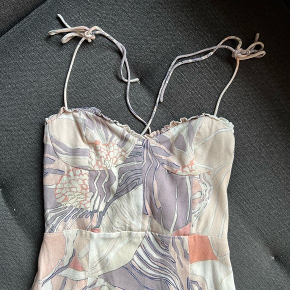 Aritzia Wilfred Fable Coral Floral Pattern Shoulder Tie Strap Mini Dress - Picture 3 of 4